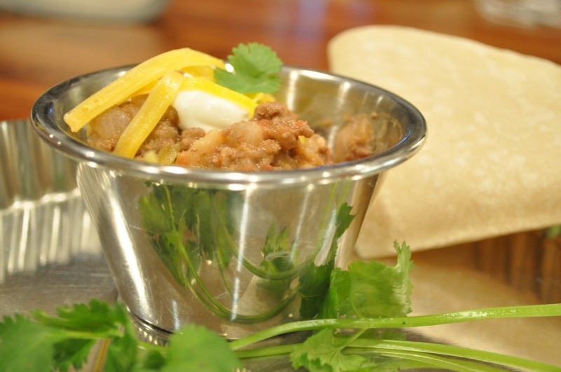 Chili. Cheese. Cilantro. Yum!