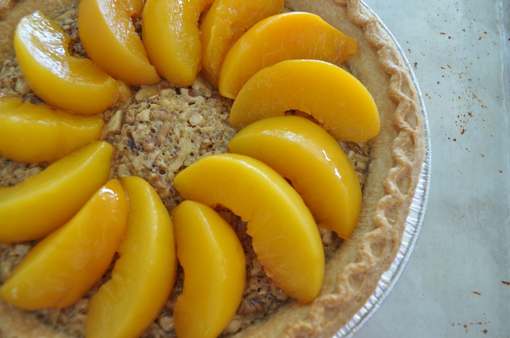 Peach Walnut Pie - Peaches like the sun