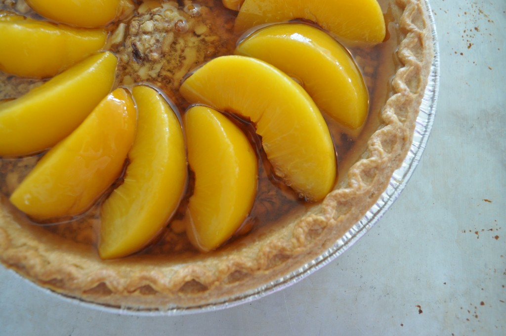 Peach Walnut Pie - Add the juice from the peaches